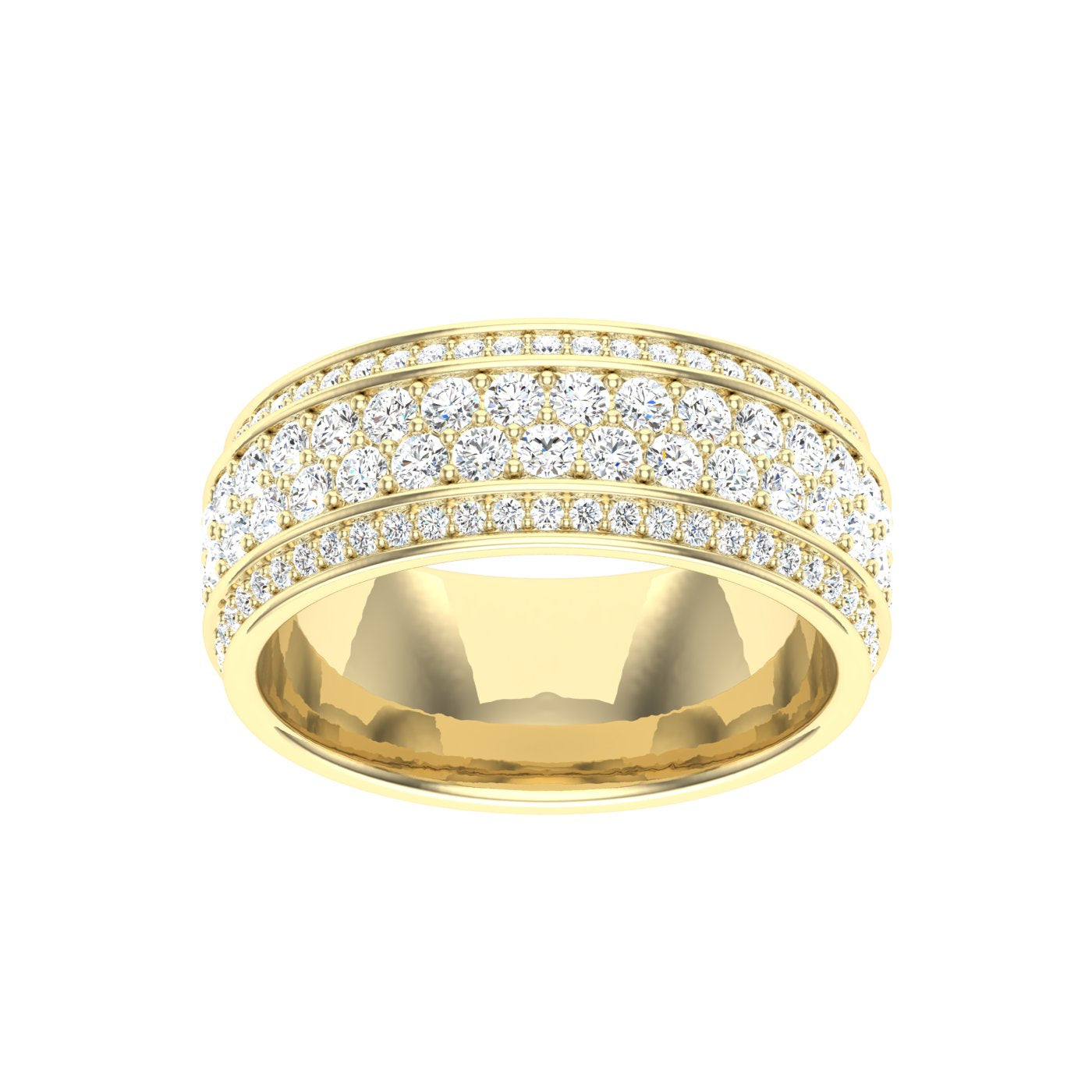 Row Pavé Moissanite Wedding Band Yellow Gold